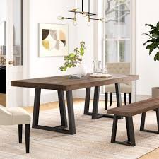 Table and benches made by the solid wood furniture shop contact victoria at solidwoodfurnitureshop@gmail.com. Foundstone Stephen Dining Table Dining Room Industrial Solid Wood Dining Table Dining Room Design