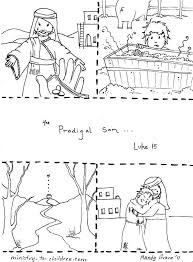 Bible coloring page illustrating the parable of the prodigal son which demonstrates god's love for us. The Prodigal Son Coloring Page Bmo Show