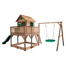 Schaukel für garten und balkon, holz schaukel hängen, outdoor schaukel, veranda schaukel, patio schaukel, baum schaukel, hängende schaukel, handgefertigte schaukel beschreibung: Garten Spielhaus Stelzenhaus Liam Holz Braun Grun Mit Sandkasten Nes