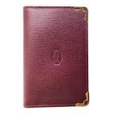 Wallet 3 layer long 10 1/2 unfold have 3 slots for card holder and zipper pocket for keeping coins. Cartier Business Card Holder Dark Red Leather Ref 105879 Joli Closet