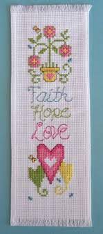 A 7 page filet crochet stitch pattern containing the following. Completed Cross Stitch Bookmark Faith Hope Love Cross Stitch Bookmarks Cross Stitch Christmas Cross Stitch