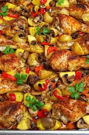 One Pan Baked Chicken Drumsticks With Potatoes And Veggies Recipe Baked Chicken Drumsticks Chicken Drumstick Recipes Oven Drumstick Recipes