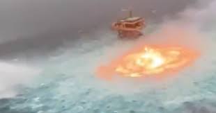 Fire on surface of gulf of mexico is extinguished, but questions about pipeline leak remain. Zazhx5khsv Cm