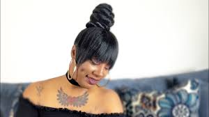 A thick side fringe is suitable for ladies who don't want to have full bangs but still like to hide some of their forehead wrinkles. Freetress Equal Bun Bang Swirl Bun Bang