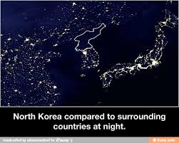 Résultat de recherche d'images pour "photo of north korea at night from space"