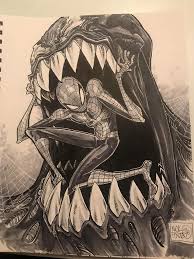 Spider Man Vs Venom Nick Forte Art Spiderman vs venom coloring pages ,drawing of villain vs peter parker,fighting with uncovered heads. spider man vs venom nick forte art