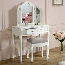 With removable mirror, this dressing table can also be used as a desk for laptop or study desk, writing table. White Dressing Table Set Victoria Range Melody Maison