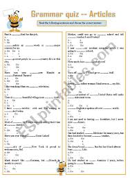 Sustainable coastlines hawaii the ocean is a powerful force. Grammar Quiz Articles Esl Worksheet By Domnitza