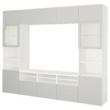 Besta Tv Komb Mit Vitrinenturen Weiss Lappviken Klarglas H Grau 300x40x230 Cm In Den Warenkorb Ikea Osterreich In 2020 Glasschrankturen Ikea Vitrine