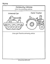 Color pictures, email pictures, and more with these vehicle coloring pages. Preschool Activity Sheets On Community Helpers Preschool365