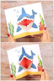 Printable Easy Pop Up Birthday Card Template Shark Pop Up Card Easy Peasy And Fun Pop Up Card Templates Diy Pop Up Cards Kids Cards