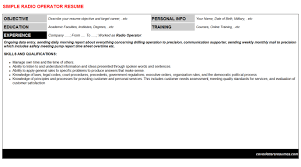 Monthly report cover letter sample. Radio Operator Job Letter Resume Template 7674