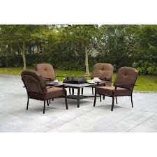 Mainstays Wentworth 5 Piece Patio Conversation Set With Fire Pit Walmart Com Fire Pit Table Set Conversation Set Patio Patio Furniture Fire