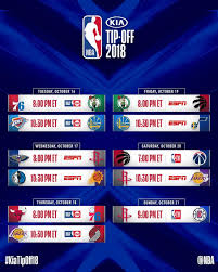 Unfortunately, the nba does not require that starting lineups be submitted before tipoff, which is why we are sometimes limited to waiting until a. Our Kiatipoff18 Schedule Which Game Are You Most Looking Forward To Scoreboards Nba Broadcast