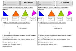 Un triangle isocèle est un triangle dont au moins deux côtés ont la même longueur. Exercice Triangles Ce2 Cycle 2