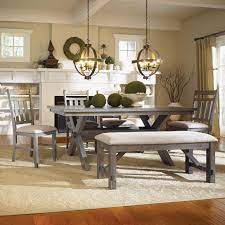 Powell Turino Grey Oak Dining Room Kitchen Table 4 Chairs Bench Set Furniture Ebay Dining Room Bench Dining Set With Bench Dining Room Sets