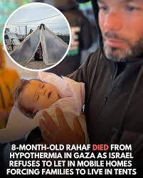 The baby Aisha Ayesh Al-Agha has died of the extreme cold as israelie  continues prohibiting the entry of Caravans & winter necessities as per  Phase-1 of the ceasefire agreement. Khan Younis city,