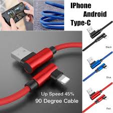 Dual 90 Degree Metal Usb Cable Lighting 8 Pin Fast Charging L Type Cord Data Charger Cables For Iphone Android Type C Wish