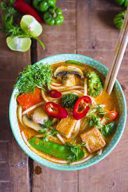 Vegan Laksa Soup Recipe How To Make Vegan Malaysian Laksa Lemak Video Recipe Laksa Soup Recipes Vegetarian Laksa Laksa Soup