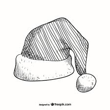 Bonnet de pere noel carte de vacances avec une nouvelle année, dessin au crayon. Pere Noel Dessin Chapeau Vecteur Gratuite