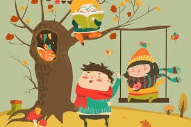 Happy Kids Ride On A Swing In The Autumn Forest By Masastarus On Envato Elements Kids Ride On Autumn Forest Creative Illustration