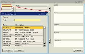 how to get a list of the sap business one tables and fields