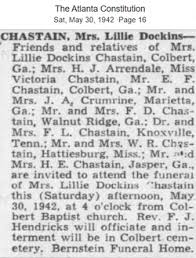 Lillie Viola Dockins Chastain (1871-1942)