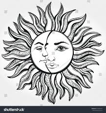 Boho flash tattoo design hand drawn art sun and crescent moon set. Boho Sun And Moon Design Novocom Top