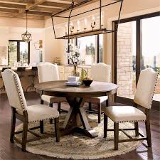 Rustic counter height dining table sets reclaimed wood round via ibgcs.com. Furniture Of America Kora Rustic Round Trestle Wood Dining Table In Light Oak Idf 3014rt