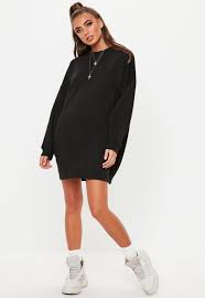 Missguided Black Oversized Basic Loopback Sweater Dress Sweater Dress Oversized Oversized Black Sweater Sweater Dress