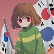 Chara from undertale with a south korea flag on Craiyon