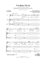 When i am down and, oh my soul, so weary když mi není dobře a, oh má duše je tak unavená when troubles come and my heart burdened be You Raise Me Up Arr Ed Lojeski Josh Groban Noten Cascha Com