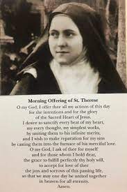 St Therese Of Lisieux Morning Offering Prayer Card Fullness Of Grace