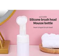 1Pc 100Ml White Heart Shaped Silicone Brush Head Foam Bottle Empty Soap  Foaming Bottle Mousse Foam Bottle Facial Cleanser Pump Dispenser For Facial  ...