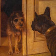 Sold at Auction: Alice Léotard (XIX-XX), Rencontre, oil on canvas 70 x 90  cm. (27.5 x 35.4 in.), Frame: 87 x 107 cm. (34 14 x 42.1 in.)