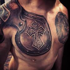 Chest And Shoulder Tattoo Ideas Armor And Lion Armor Tattoo Design Ideas Men Masculine Armor Tattoo Shoulder Armor Tattoo Armour Tattoo