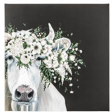 This is a piece that has been licensed and we hope that they are gracious enough to carry more of my work. Cow Flower Crown Canvas Wall Decor Hobby Lobby 1640473