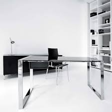 Black And White Study Table Design Office Black And White Color Interior Office Design Gallant Stainless Steel Leg Tempere Office Furniture Modern Home Office Furniture Office Furniture Online