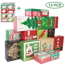 Decorative Christmas Gift Boxes With Lids 14 Count And Christmas Gift Foil Stickers 80 Co Christmas Gift Tags Christmas Gift Box Christmas Gift Boxes With Lids