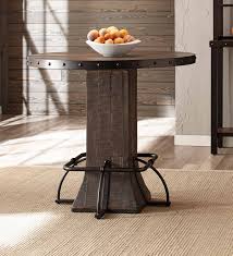Perfect for giving food a little lift, bar tables make great spots to knock back an early morning coffee or enjoy a quick meal. Hillsdale Jennings Round Counter Height Dining Table Walnut Wood Brown Metal 4022cdtb Hillsdalefurnituremart Com