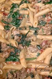 Creamy Italian Sausage Pasta Georgia Girl Kitchen Recipe In 2020 Italian Sausage Pasta Sausage Pasta Sausage Spinach Pasta