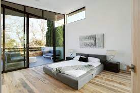 This type of master suite layout is very efficient because there's no space wasted on notice how the door for the closet has been placed slightly off center to preserve a nice uninterrupted stretch of wall at the foot of the bed. Home Contemporary Master Bedroom Interior Design