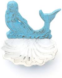 Check our nautical coastal kitchen ideas! Buy Finchberry Mermaid Iron Soap Dish Holder Vintage Bathroom Decor Beach Themed Accessory Bar Soap Tray For Bath Or Kitchen White And Blue Online In Turkey B084m8c9pg