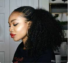 Then, use a hair elastic or to secure your high ponytail. New Afro Kinky Curly Ponytail Hairstyle 100 Human Hair Clip In Women Drawstring Ponytail Hair Extension Afro Puff Natural Hair Bun 1b From Echoli2013 41 53 Dhgate Com