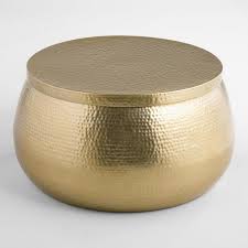 Hand Hammered Steel With A Lustrous Gold Finish Gives Our Exclusive Coffee Table Its Eclectic Beauty Cr In 2020 Hammered Coffee Table Gold Coffee Table Hammered Metal