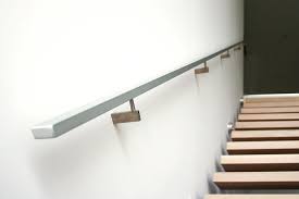 Wall Mount Handrails Solid Aluminum Handrails Rectangular Stainless Steel Brackets Stair Handrail Wall Mounted Interior Stair Railing Steel Stair Railing