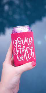 Diy Spring Break Project How To Apply Heat Transfer Vinyl On A Polyester Koozie Spring Diy Koozies Diy Koozie Craft