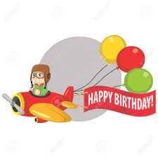 Download 13 airplane birthday party free vectors. Boy Ridding Plane And Say Happy Birthday Royalty Free Cliparts Vectors And Stock Illustration Image 55534191