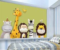 It took us less than 30 minutes to update our big girls' bedroom with wallpaper! Custom Mural Wallpaper Childrens Room Bedroom Cartoon Theme Animals Painted Background Pictures Wall Decor Kids Wallpaper Roll From Fumei150716 21 36 Dhgate Wallpaper Childrens Room Childrens Bedroom Wallpaper Kids Wallpaper