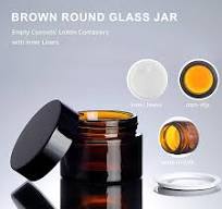 6 Pack Amber Glass 5 ml 1/6 oz Small Thick Wall Round Jars Vials Pot  Cosmetic Bottle Face Cream Containers With Black Lids For Lotion Make Up  Nail ...